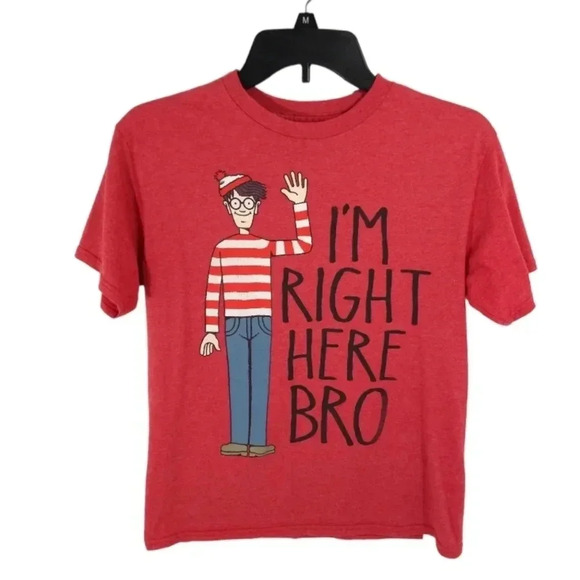 {MAD Engine} Where's Waldo "I'm Right Here Bro" Kids T-Shirt Size XL - Picture 1 of 6